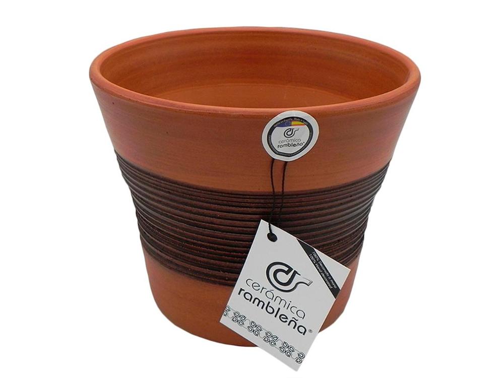 Maceta decorada - 20x20x17 cm - Marrón-Nogal