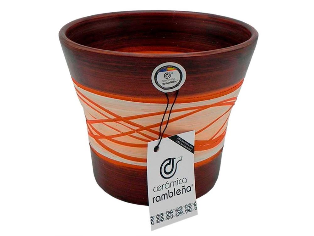 Maceta decorada - 20x20x17 cm - Hilo-Nogal