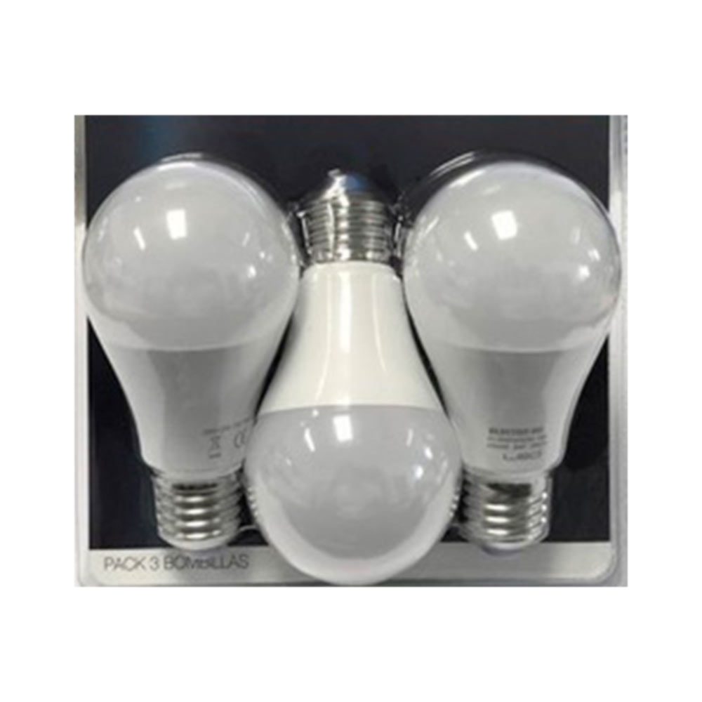 Pack 3 Bombillas - Luz cálida 10W, A60, 3200K, E27, 230V