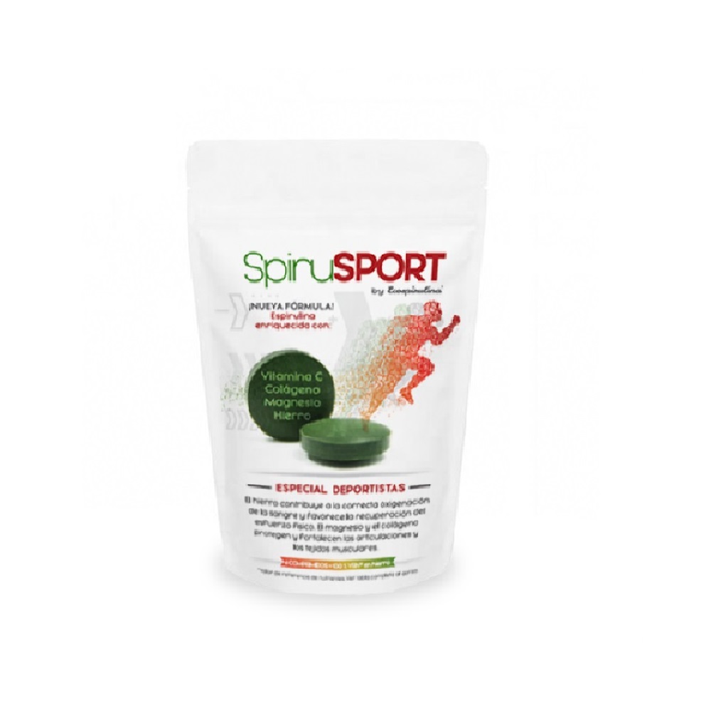SpiruSPORT: Espirulina Enriquecida en Hierro, Magnesio, Colágeno y Vitamina C - Peso neto 80 g