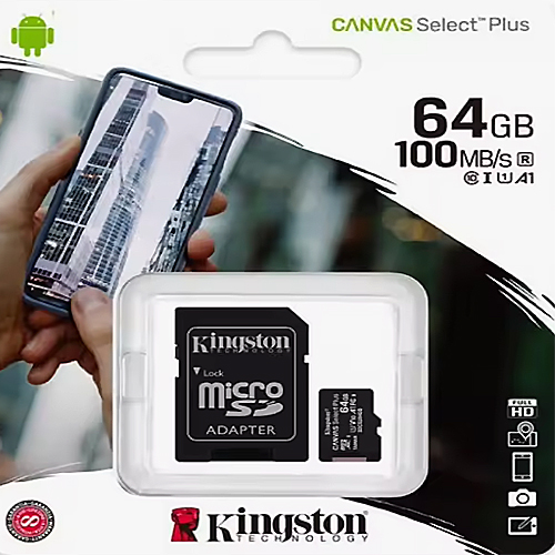 Tarjeta MicroSD Kingston Canvas Select Plus Almacenamiento de 64 GB