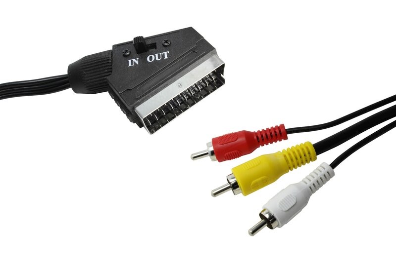 Conexión Euroconector a 3 RCA con interruptor in-out - Audio y vídeo 1,5 m