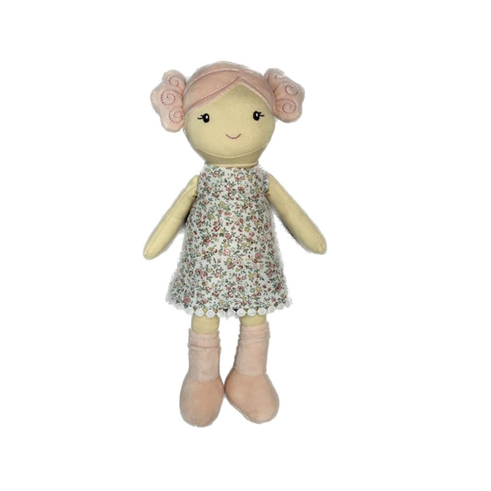 Eleven Force Muñeca Trapo Vestido Bordados Flores 35 cm.