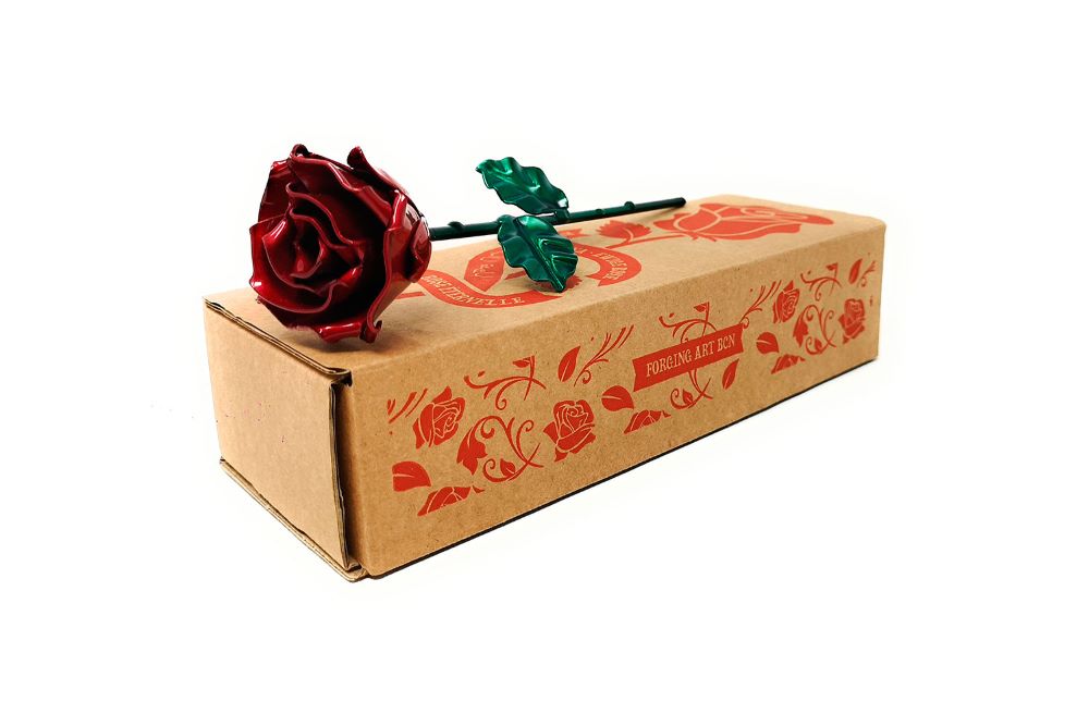 miniatura Forging Art Bcn Rosa forjada Roja y Verde