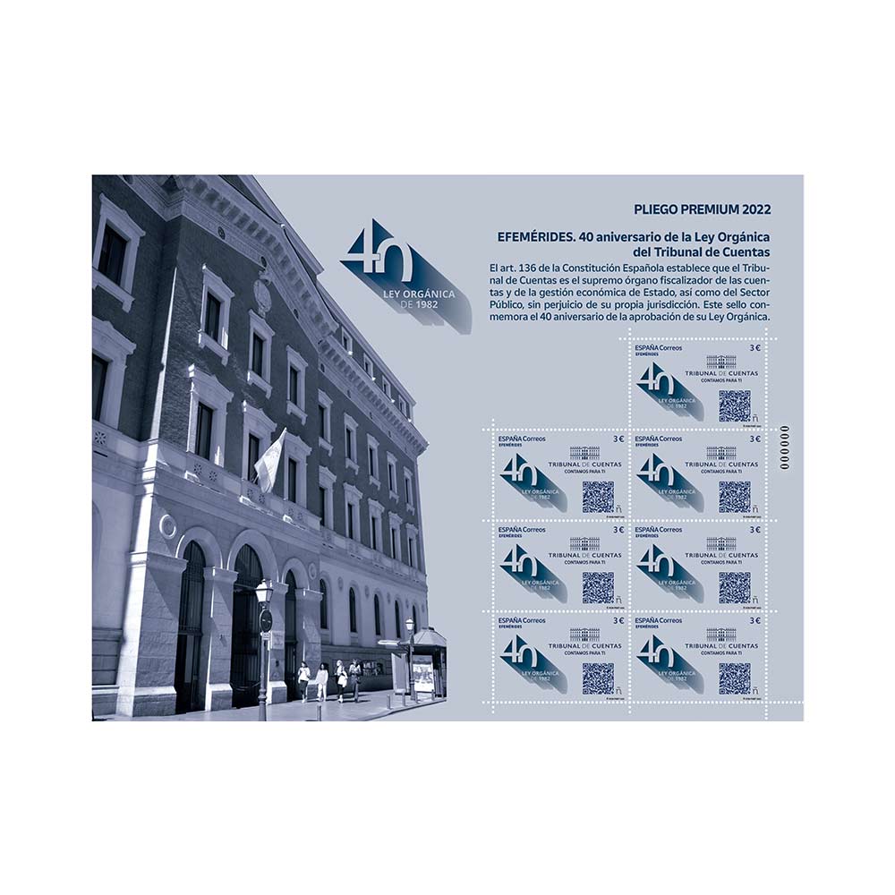 Pliego premium 40 Aniversario de la Ley Orgánica del Tribunal de Cuentas Correos