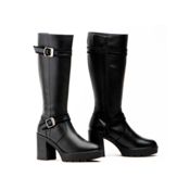 miniatura Botas Mujer Piel Negro Hebillas Tacón Alto