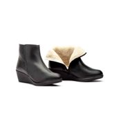 miniatura Botín Mujer Piel Negro Cuña 6 cm