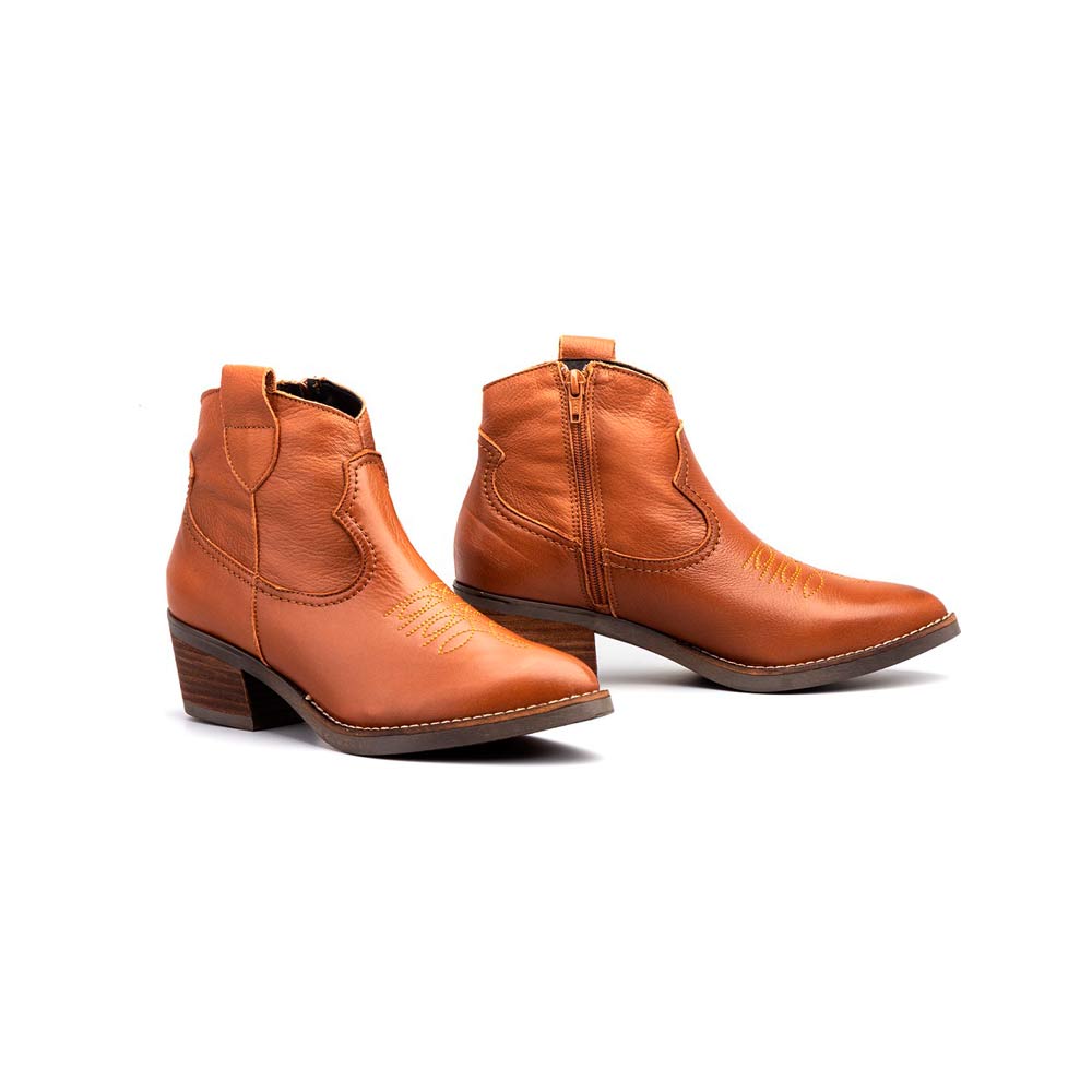 Botín Campero Mujer Piel  Tacón Cubano