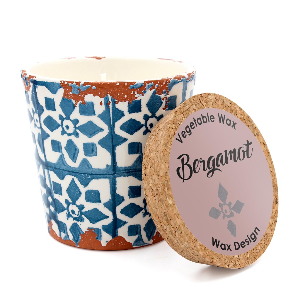 Velaverum Deco Vela Cerámica Mosaico Teal aroma Bergamota