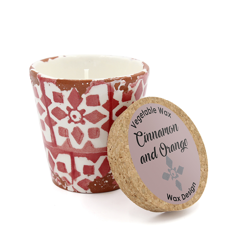 Velaverum Deco Vela Cerámica Mosaico Terracota aroma Naranja y Canela