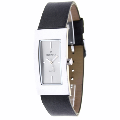 Blumar Reloj Analógico  De Mujer - Correa Negra - Esfera Gris