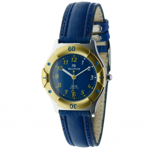 Blumar Reloj Analógico Para Mujer/cadete - Amarillo Y Azul