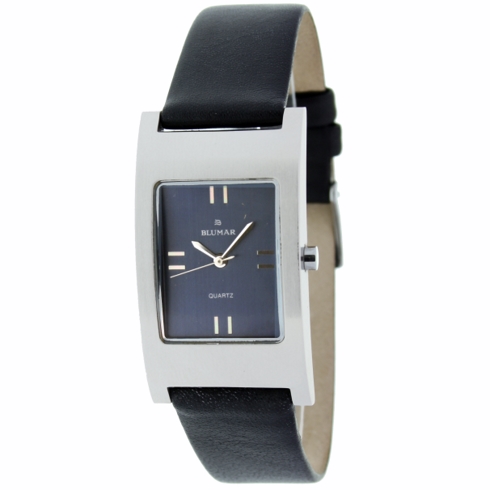 Blumar Reloj Analógico  De Mujer - Correa Negra - Esfera Azul