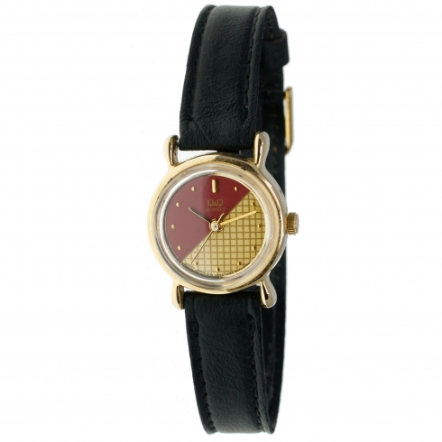 Q & Q Reloj Q&q Mod. 2060-108 Señora Correa De Piel Negro Esfera Bicolor
