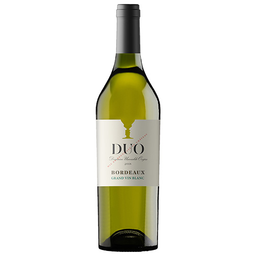 DUO Grand Vin Blanc. DUO blanco. Vino blanco. Sauvignon Gris. Saint-Émilion. Vino blanco de Burdeos.