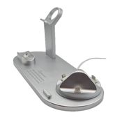 miniatura Cargador inalámbrico Qi 3 en 1 para smartphone color plateado, teléfono estación de carga 15W