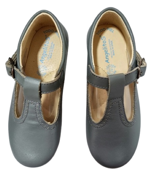Angelitos Zapatos Pepitos de piel Gris Talla 27
