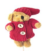 miniatura PINCHO PAÑO PELUCHE OSITO OSO ABRIGO GORRO ROJO