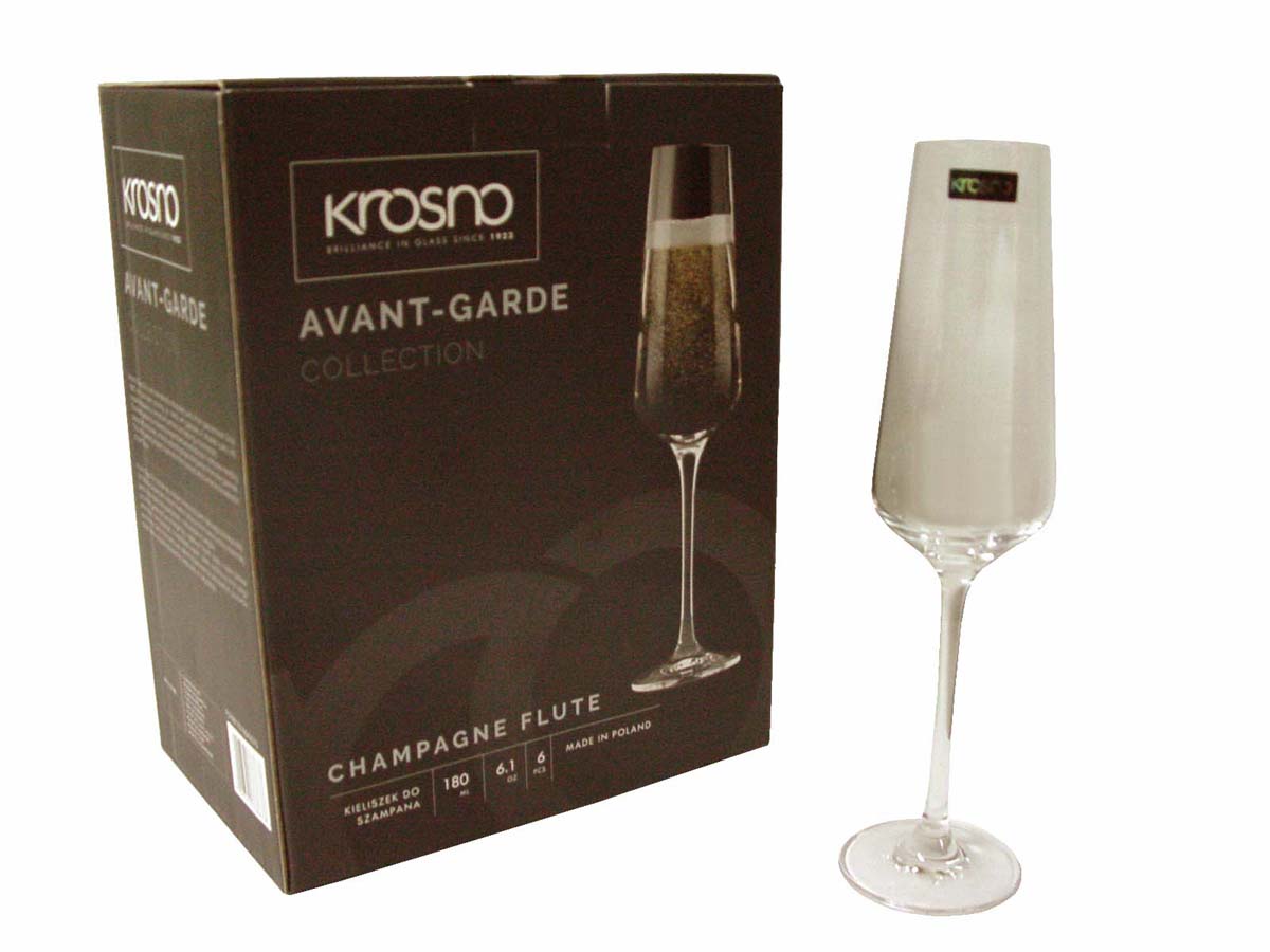 LOTE 6 COPAS CRISTAL TRANSPARENTE CHAMPAN CAVA 180ML KROSNO AVANT GARDE