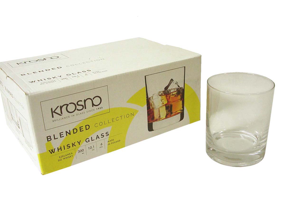 Lote Vasos bajo Cristal Whisky Agua Etc Blended Krosno 6 x 300ml