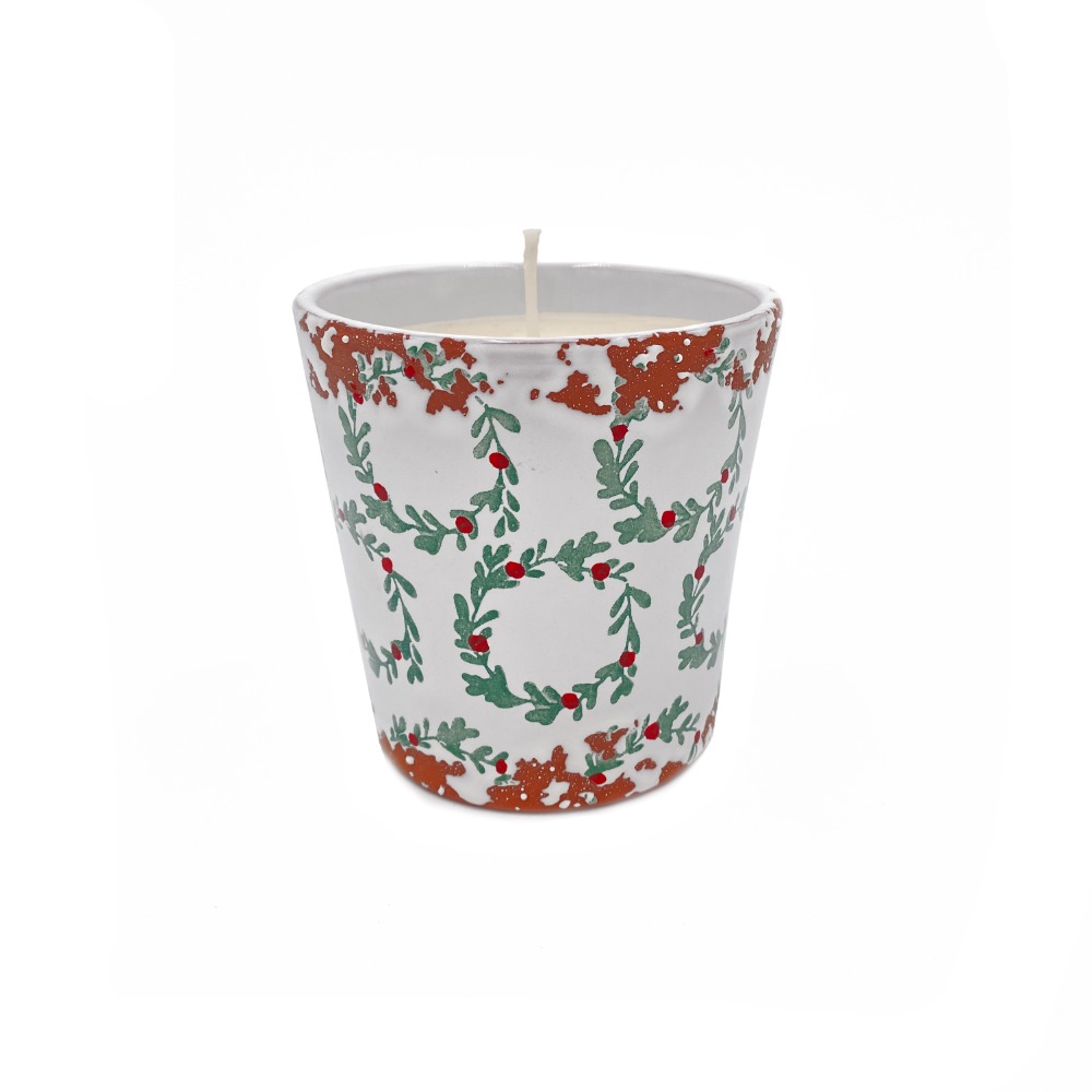 Vela cerámica Corona verde/eucalipto