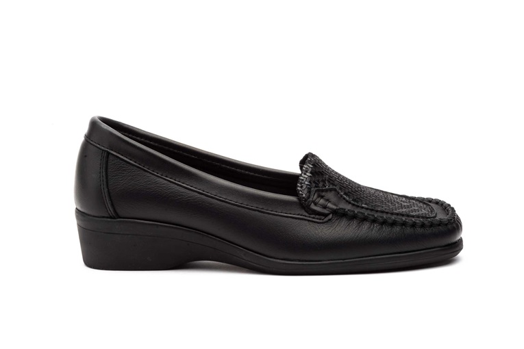 Antonella Mocasines de piel Mujer Kiowa Negro Lycra elástica