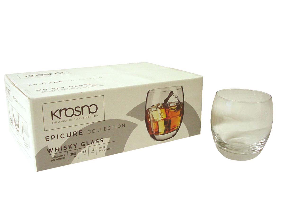 Lote 6 Vasos Cristal Curvado Whisky Agua Epicure 300 ml