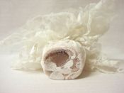 miniatura FIGURA MUÑECA CABEZA CERAMICA HUECA PUNTILLA BLANCO