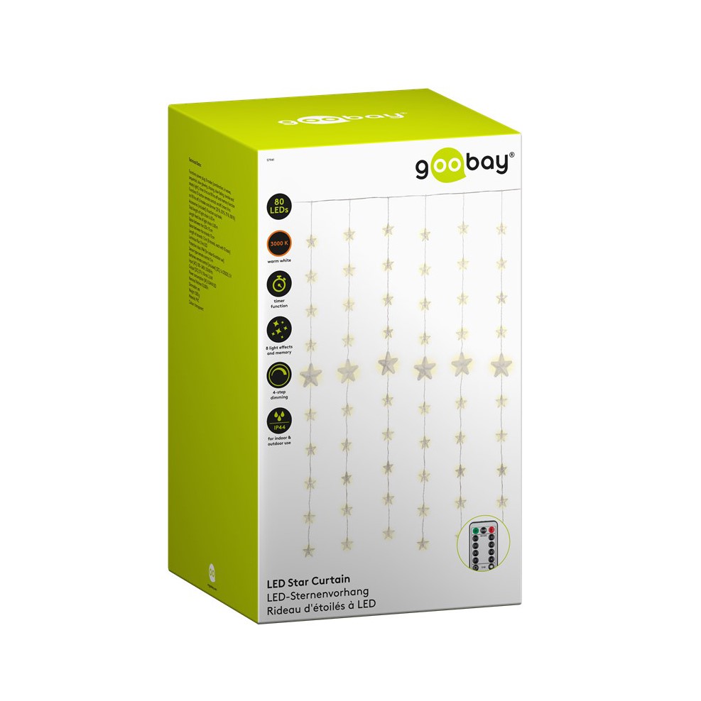 Cortina Estrellas 80 led. Luz cálida 3000K