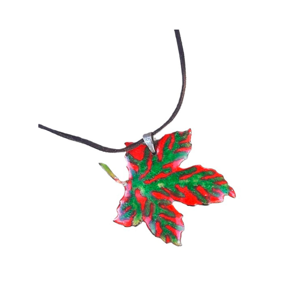 Colgante hoja esmaltado al fuego
