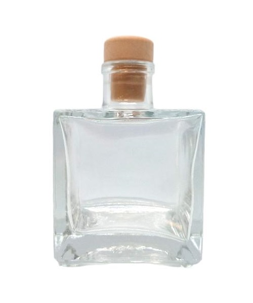 Botella de vidrio Cuadrada Transparente 100ml Corcho Sintético Caja 16 uds
