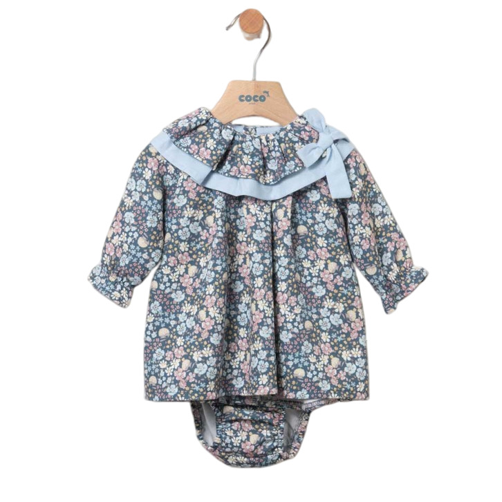 Vestido Coco Acqua Flores Petróleo Liberty Little yogui