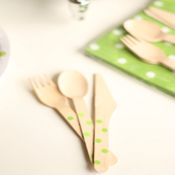 miniatura Kit de fiesta vajilla desechable lunares verdes 4