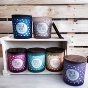 miniatura Vela aromática vaso vidrio con tapa de madera 2