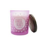 miniatura Vela aromática vaso vidrio con tapa de madera 1