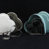 miniatura Set 5 moldes galletas con forma de corazón en de caja metal