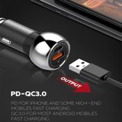 miniatura Cargador USB Dual PD LDNIO C1 para coche, convertidor de carga rápida tipo C QC3.0, 38w