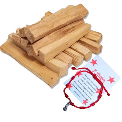 Palo Santo para Quemar Incienso Natural - Palo Santo 100gr Madera Sagrada Corte Artesanal + Pulsera 