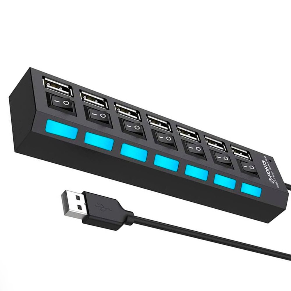 Klack HUB Multipuerto USB 7 Puertos Adaptador Concentrador USB 2.0 KLACK