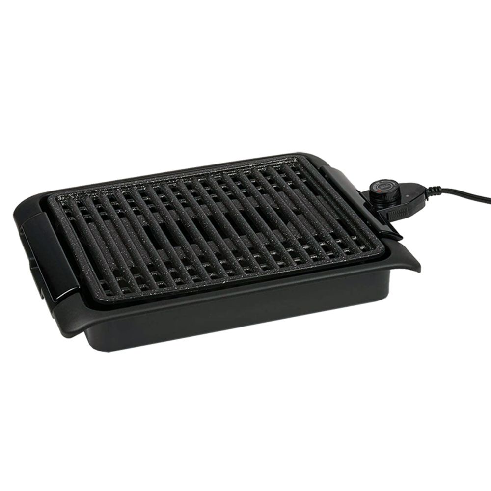 Grill eléctrico sin humos de 1250W con parrilla de aluminio antiadherente