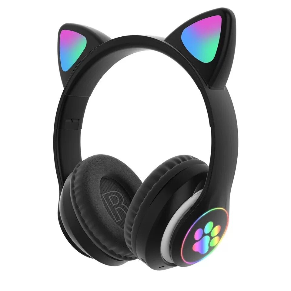 Klack Auriculares  con Orejas de Gato Bluetooth Plegables con Micrófono Klack® - Negro