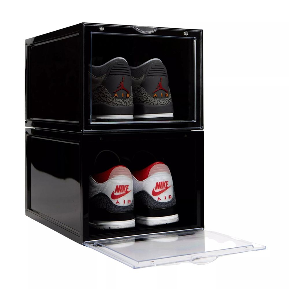 Klack Zapatero organizador pongotodo Klack Negro apilable pack de 4 unidades