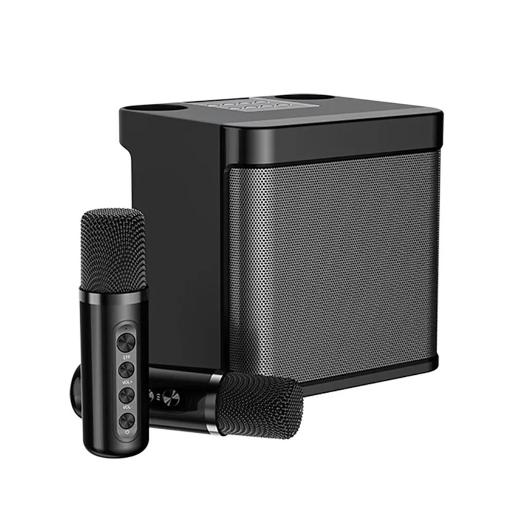 Klack Altavoz Subwoofer Karaoke Klack con doble micrófono, Bluetooth, 100W, Cambiador de Voz - Negro