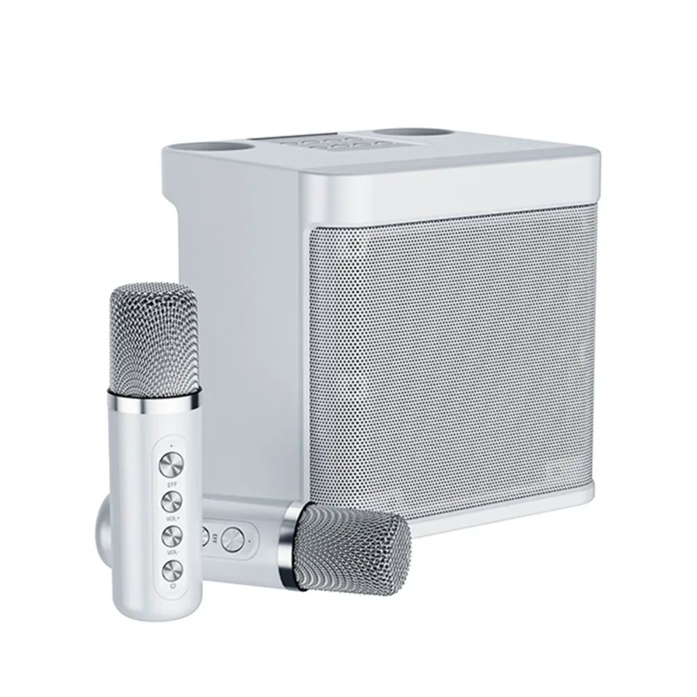Klack Altavoz Subwoofer Karaoke Klack con doble micrófono, Bluetooth, 100W, Cambiador de Voz - Gris