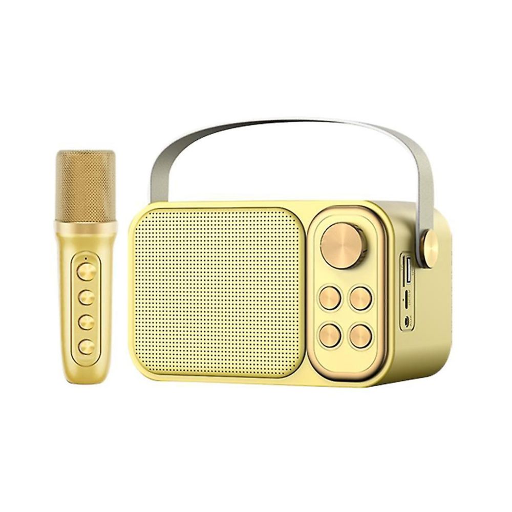 Klack Altavoz Subwoofer Karaoke Retro Klack con micrófono, con Bluetooth, 10W - Dorado
