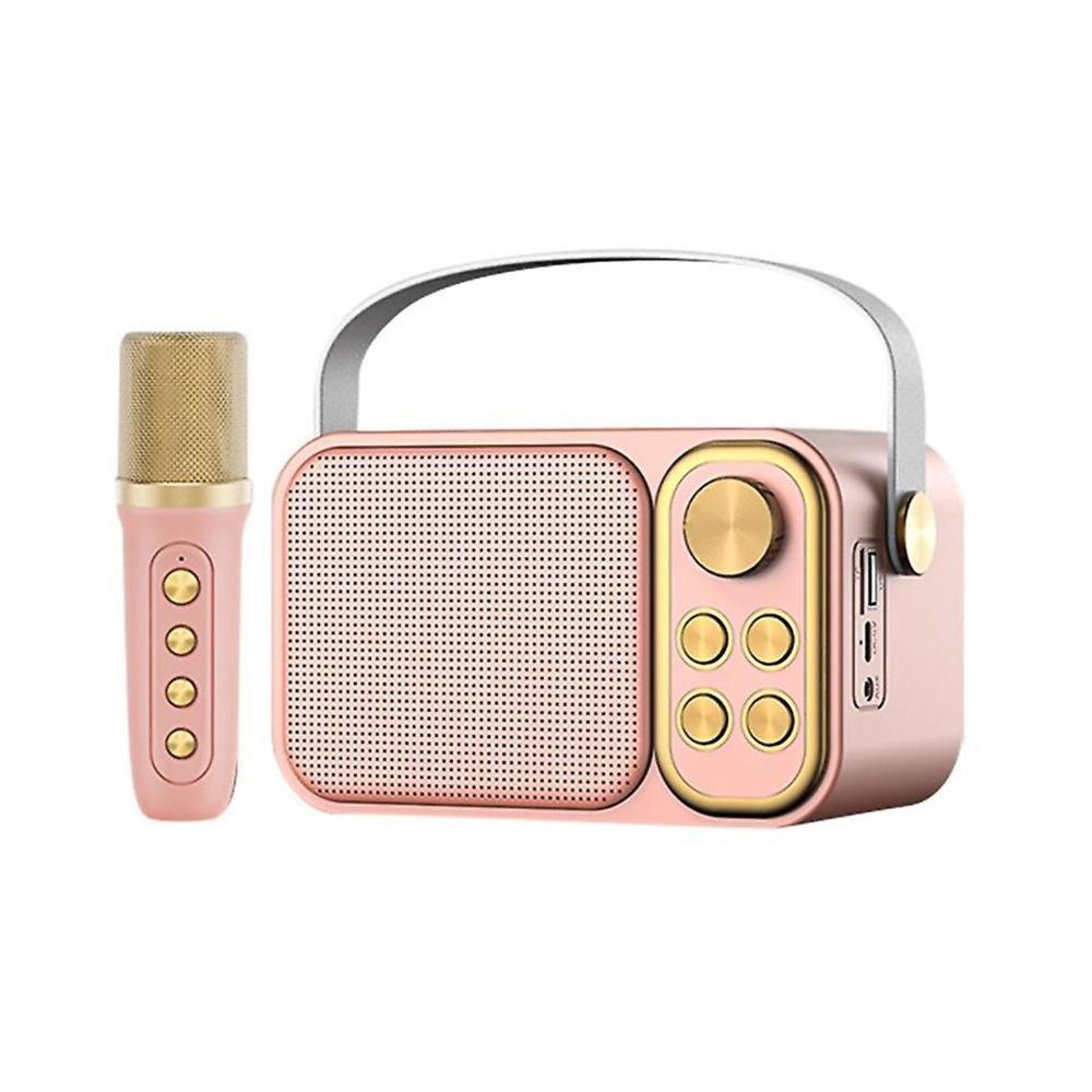 Klack Altavoz Subwoofer Karaoke Retro Klack con micrófono, con Bluetooth, 10W - Rosa