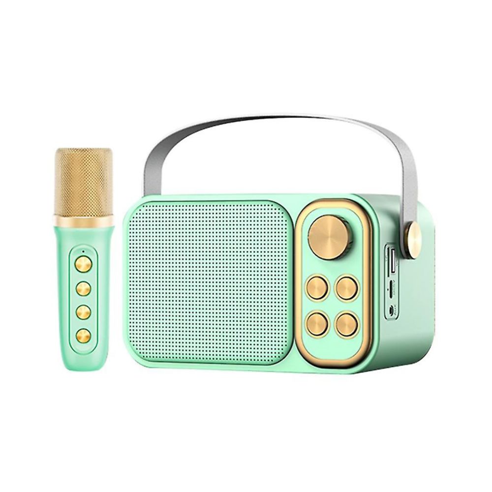 Klack Altavoz Subwoofer Karaoke Retro Klack con micrófono, con Bluetooth, 10W - Verde