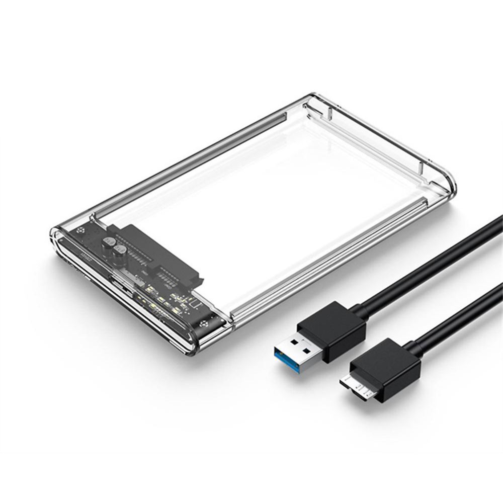 Klack Caja de disco duro transparente Klack, USB 3.0 a SATA, HDD SSD de 2.5 pulgadas
