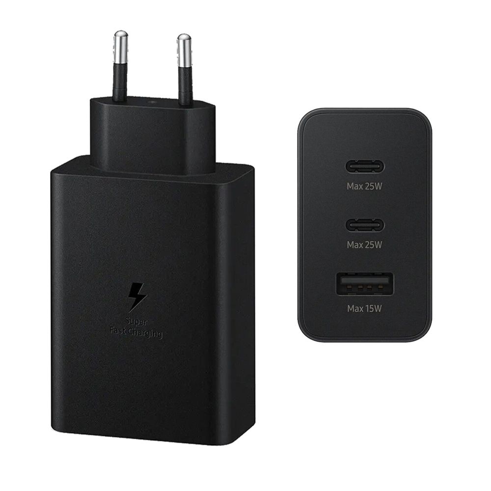 Klack CARGADOR 65W Klack USB-C ADAPTADOR de dos puertos USB-C y un puerto USB-A - Negro