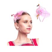 miniatura Diadema Rosa Flamenco lateral con pluma.